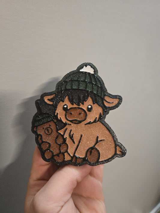 Cow teddy bear cup freshie